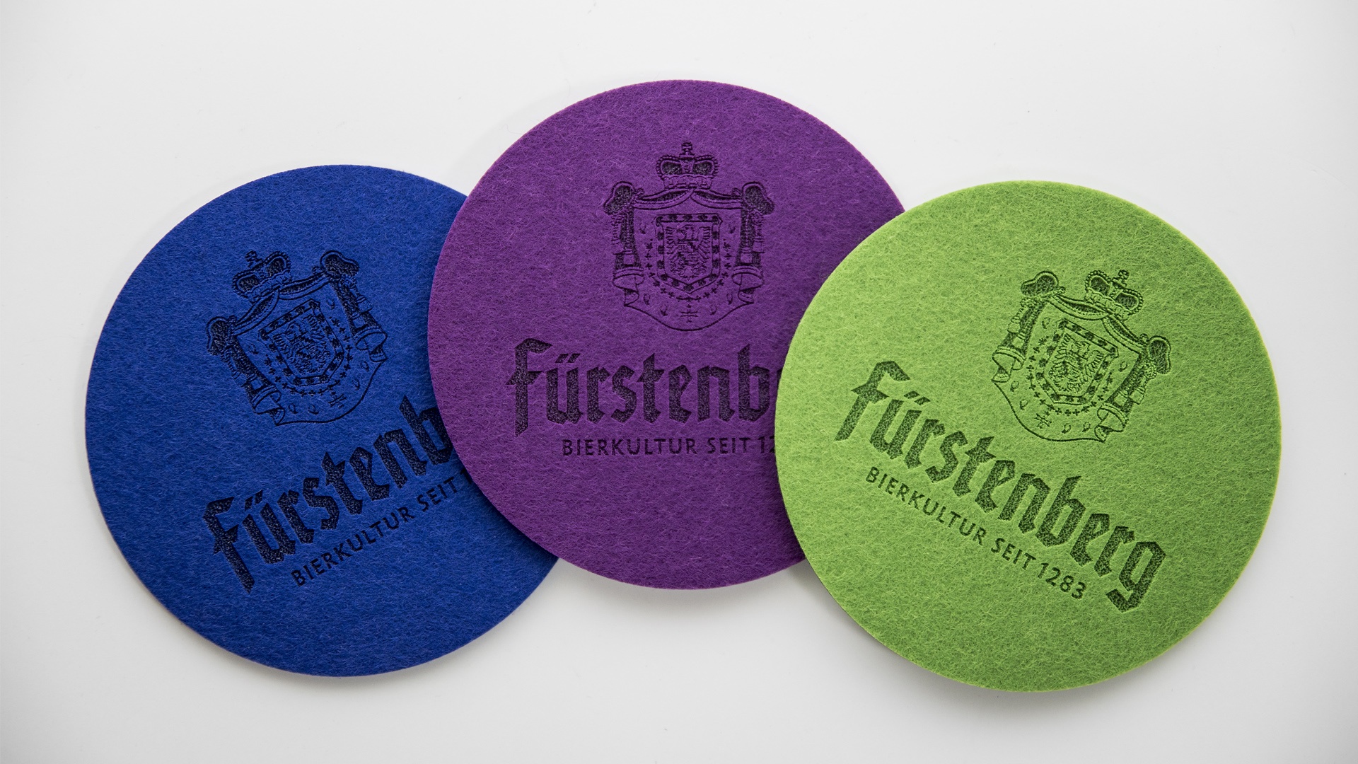 Fürstenberg Filz Untersetzer Coaster Felt Bier Beer Eco friendly Umweltfreundlich Laser Logo