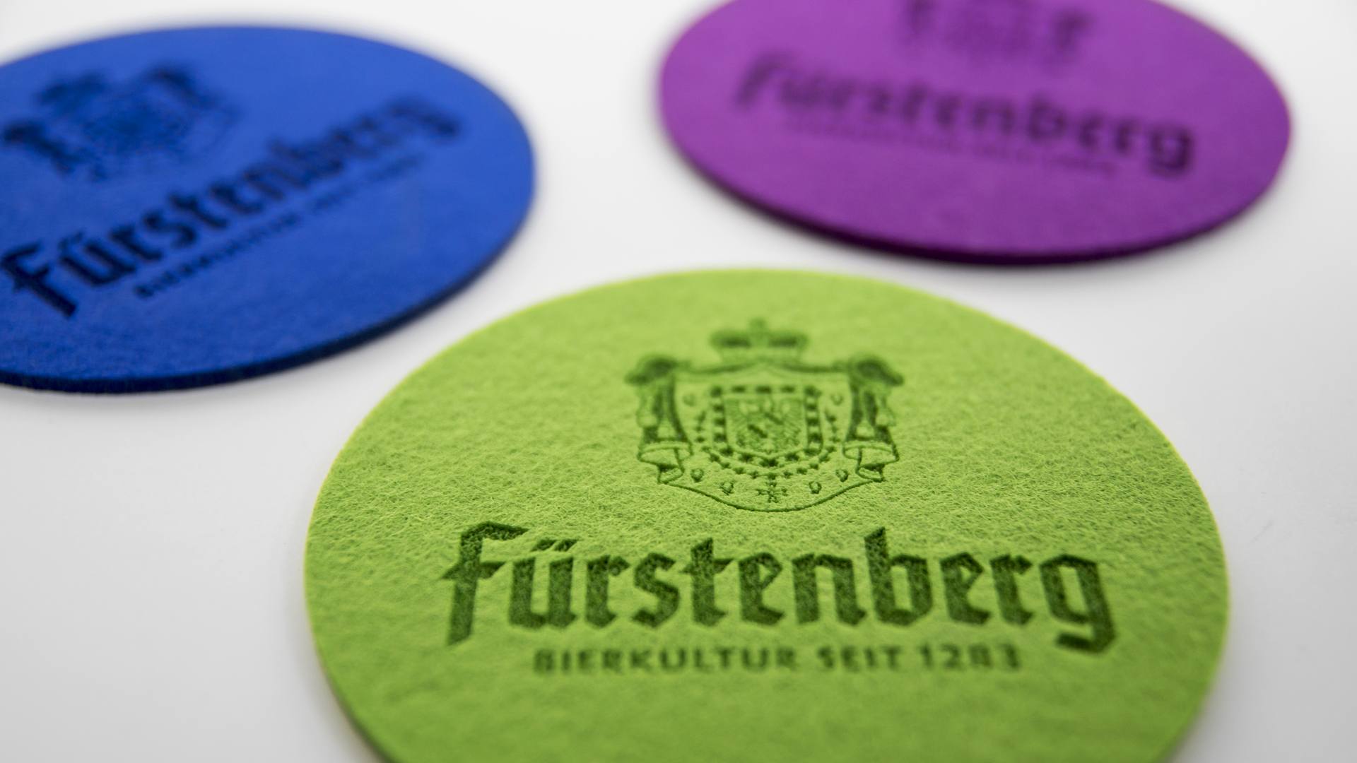 Fürstenberg Filz Untersetzer Coaster Felt Bier Beer Eco friendly Umweltfreundlich Laser Logo