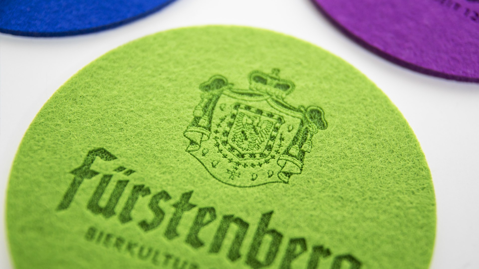 Fürstenberg Filz Untersetzer Coaster Felt Bier Beer Eco friendly Umweltfreundlich Laser Logo